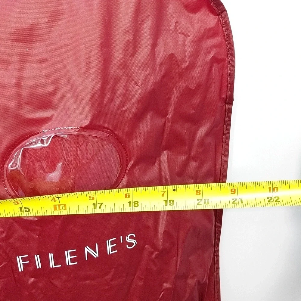 VTG 90s Filene's Red Garment Bag Suit Cover Zippered Travel Storage 36 Inch Logo